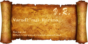 Varsányi Rozina névjegykártya